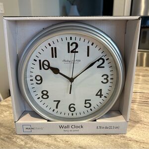 Mainstays silver wall clock 8.78”